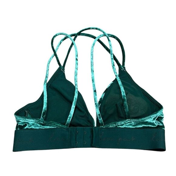 PINK Velvet Strappy Bralette | XS/XXS | Emerald Green | Trendy & Comfortable - Picture 7 of 7